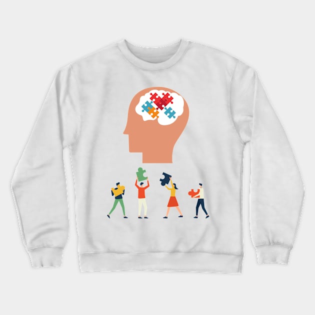 Brain Puzzle Crewneck Sweatshirt by B&C Fashion